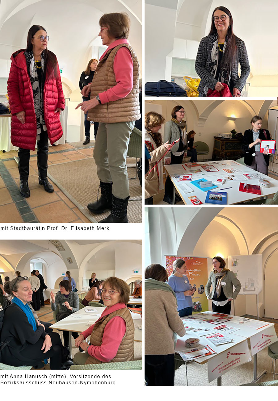 Bilder der Tagung: Christa Lippmann und Angela Lang u.a. mit Prof. Dr. Elisabeth Merk und Anna Hanusch